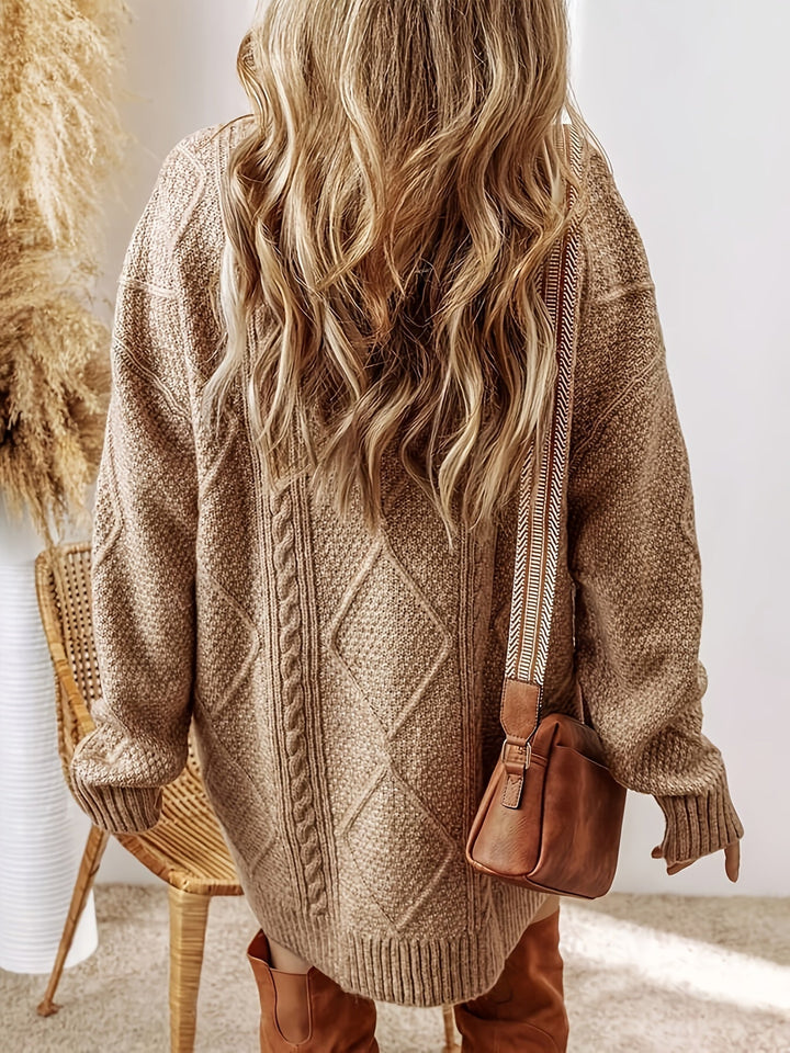 Nancy | Women's Oversized Cable Knit Sweater Dress