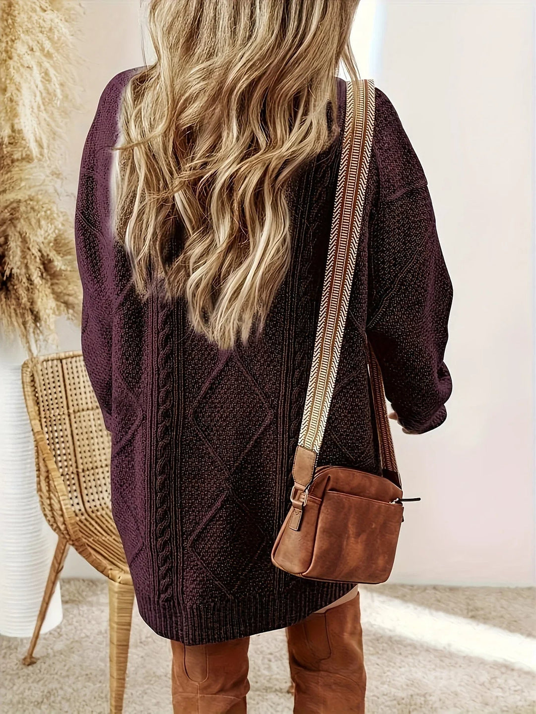 Nancy | Women's Oversized Cable Knit Sweater Dress