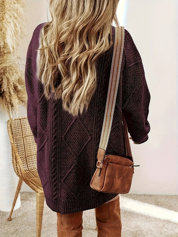 Nancy | Women's Oversized Cable Knit Sweater Dress