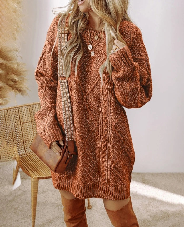 Nancy | Women's Oversized Cable Knit Sweater Dress