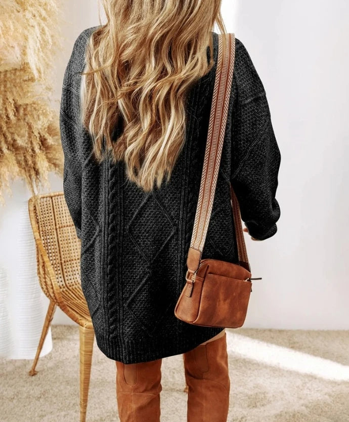 Nancy | Women's Oversized Cable Knit Sweater Dress