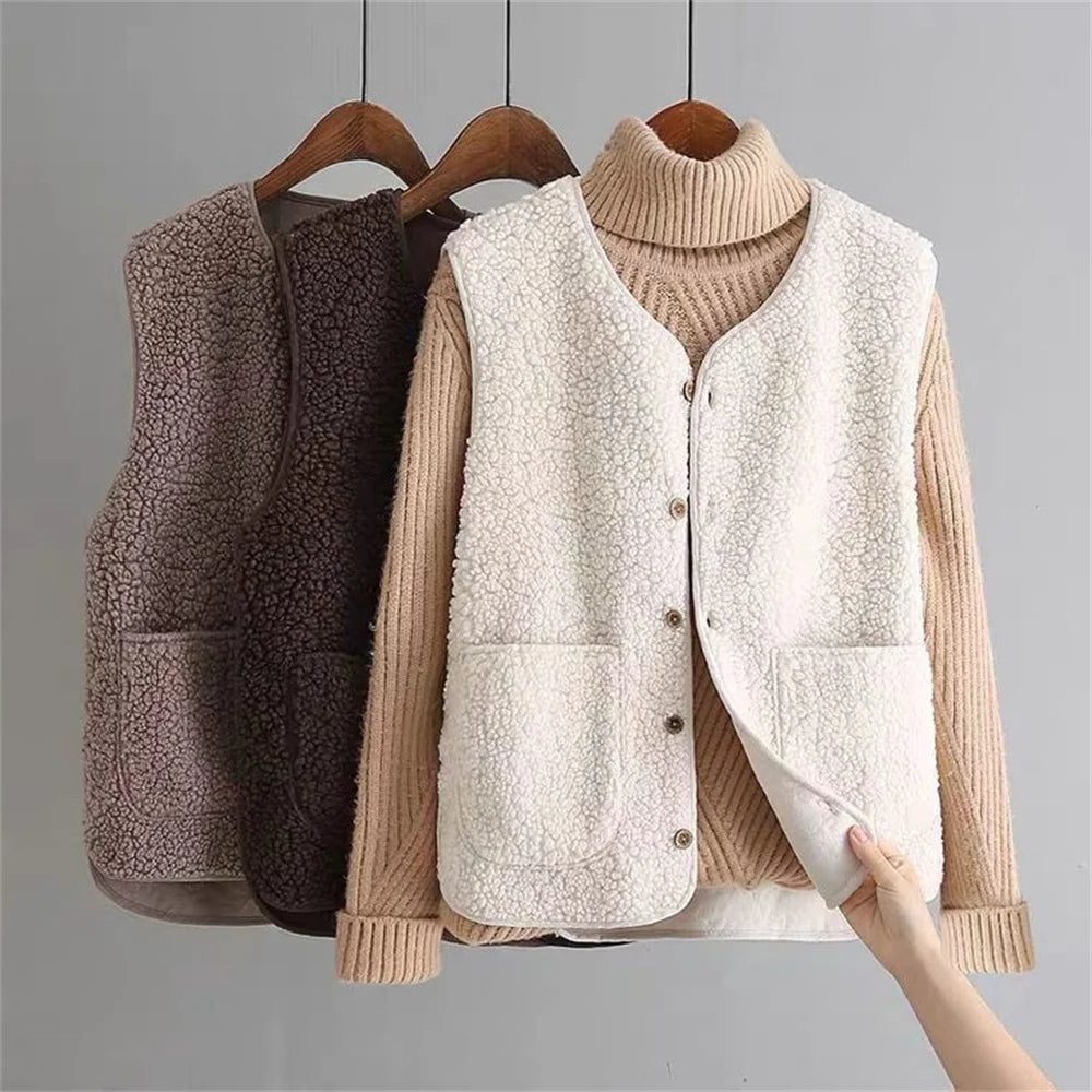 Norah | Ribbed Knit Button-Up Vest for Women