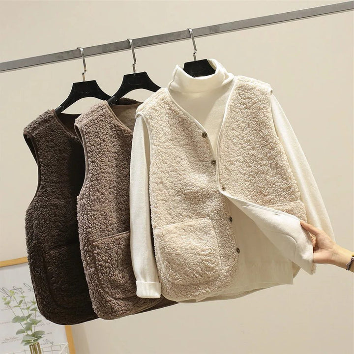 Norah | Ribbed Knit Button-Up Vest for Women