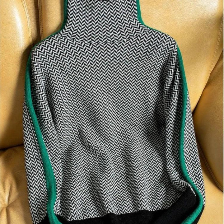 Women's Stripe Pattern Sweater – Relaxed Crew Neck Knit Pullover