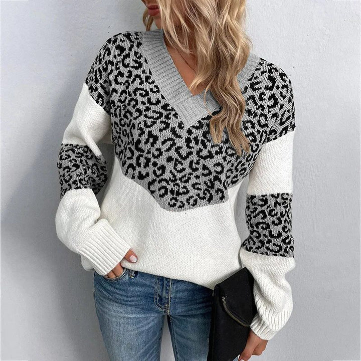 Odelia | Leopard Print Sweater with V-Neck for Women