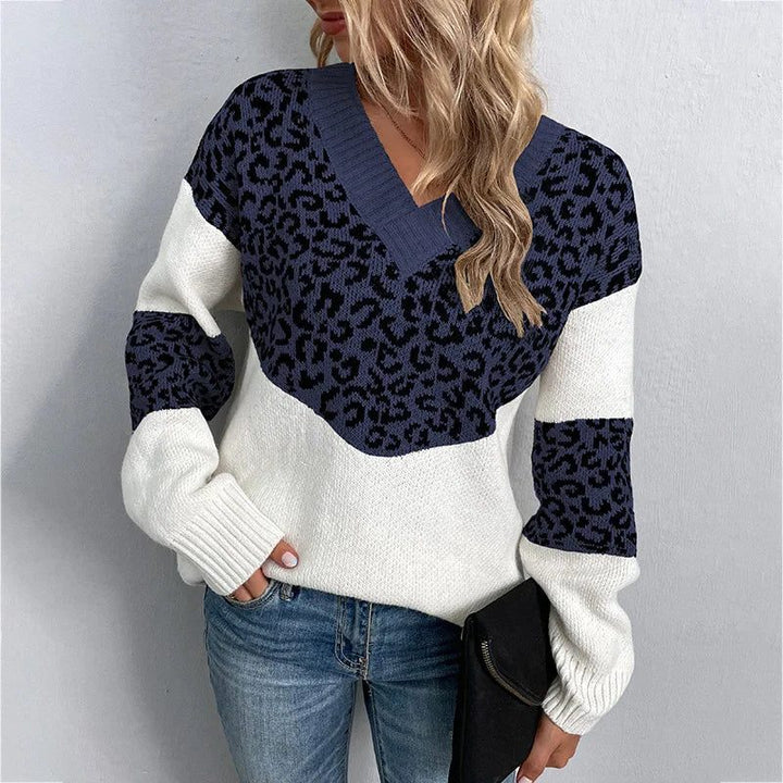 Odelia | Leopard Print Sweater with V-Neck for Women