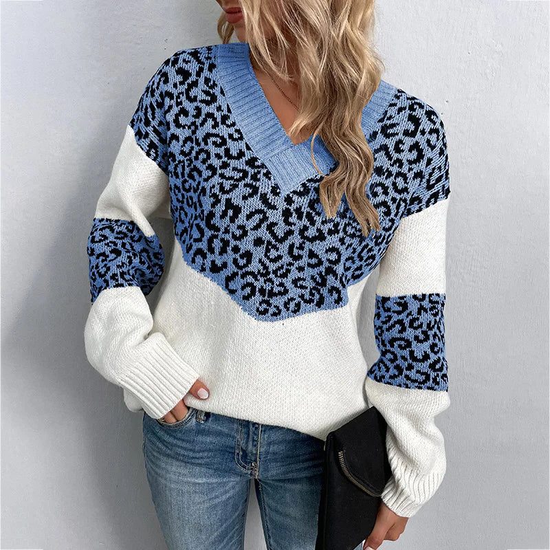 Odelia | Leopard Print Sweater with V-Neck for Women