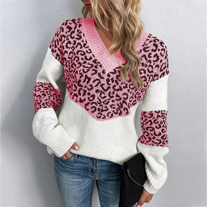 Odelia | Leopard Print Sweater with V-Neck for Women