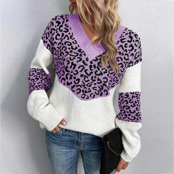 Odelia | Leopard Print Sweater with V-Neck for Women