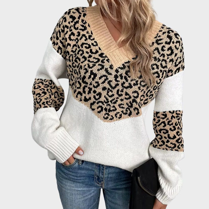 Odelia | Leopard Print Sweater with V-Neck for Women