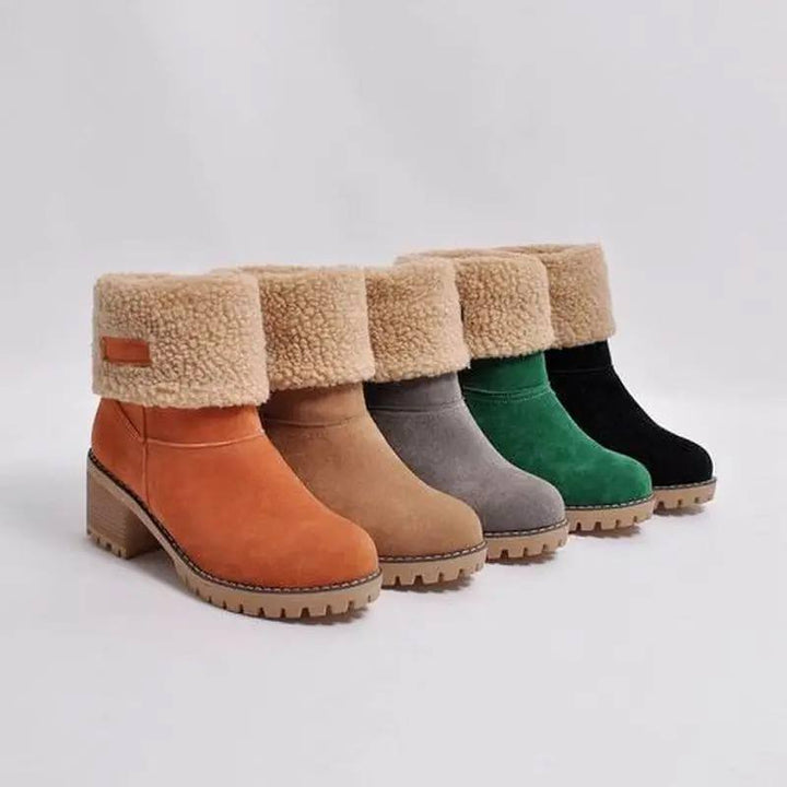Women's Mid-Calf Block Heel Lug Sole Boots