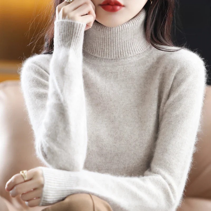 Women's Classic High Neck Sweater – Winter Turtleneck Knit Pullover