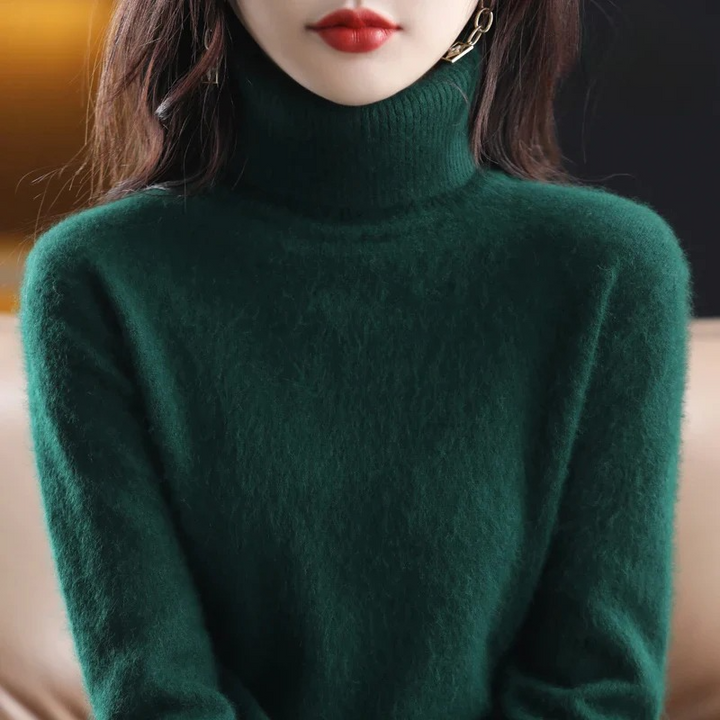 Women's Classic High Neck Sweater – Winter Turtleneck Knit Pullover