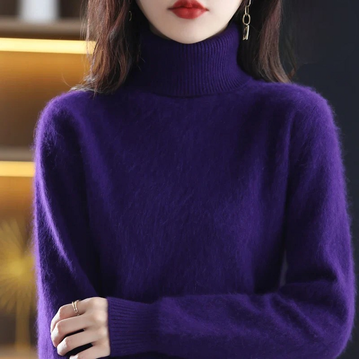 Women's Classic High Neck Sweater – Winter Turtleneck Knit Pullover