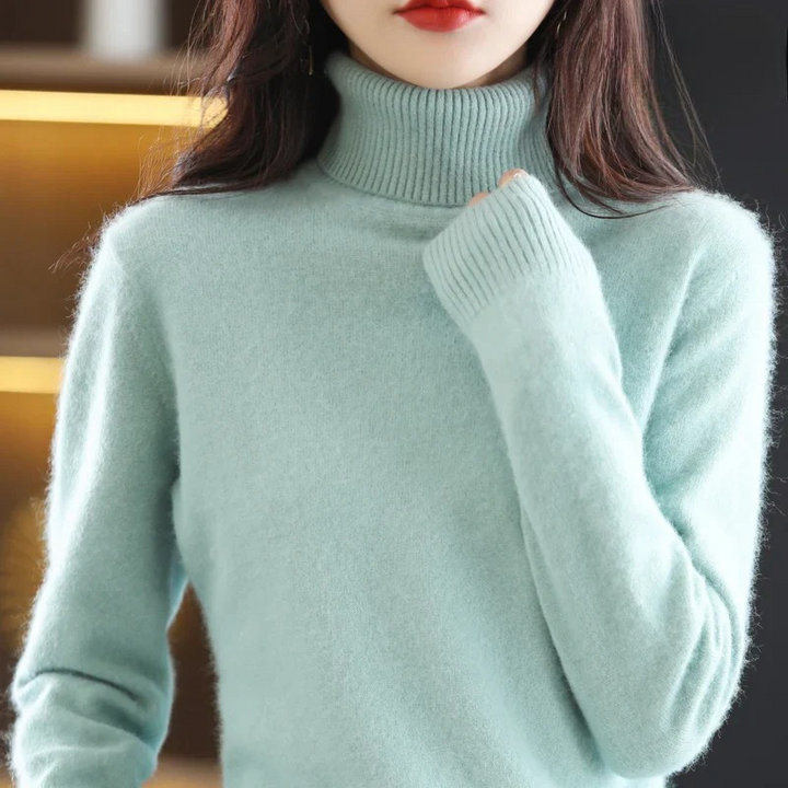 Women's Classic High Neck Sweater – Winter Turtleneck Knit Pullover