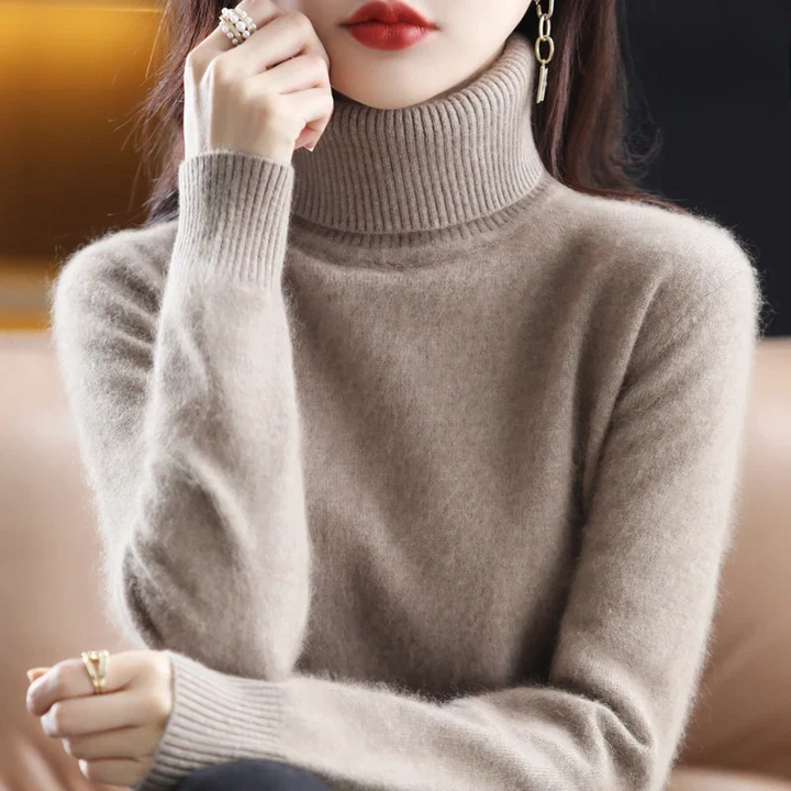 Women's Classic High Neck Sweater – Winter Turtleneck Knit Pullover