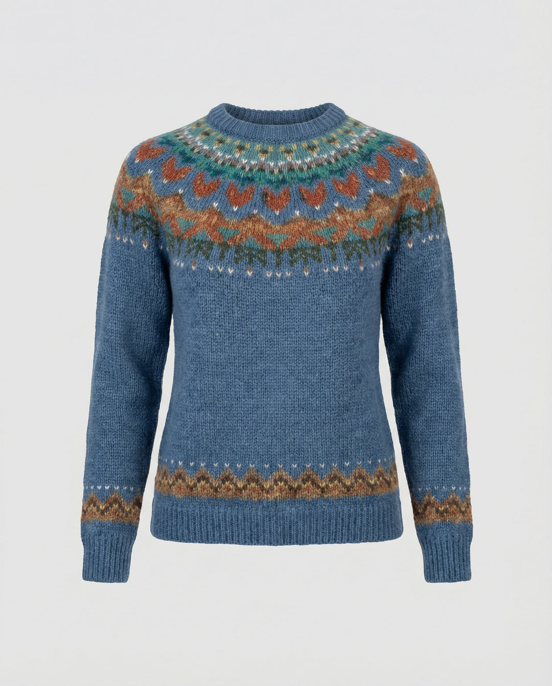 Women's Nordic Icelandic Sweater – Vintage Pattern Crew Neck Pullover