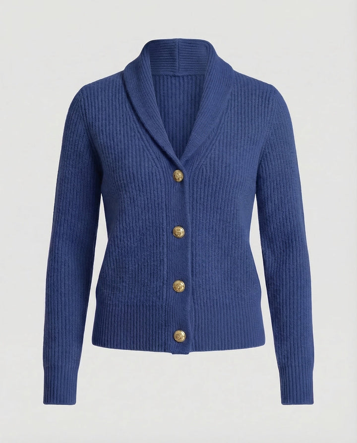 Women's Lapel Collar Knit Cardigan – Button Front Long Sleeve Cardigan