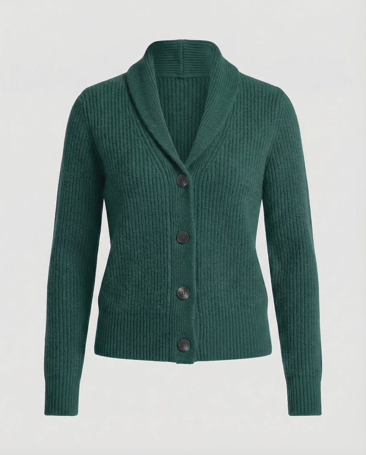 Women's Lapel Collar Knit Cardigan – Button Front Long Sleeve Cardigan