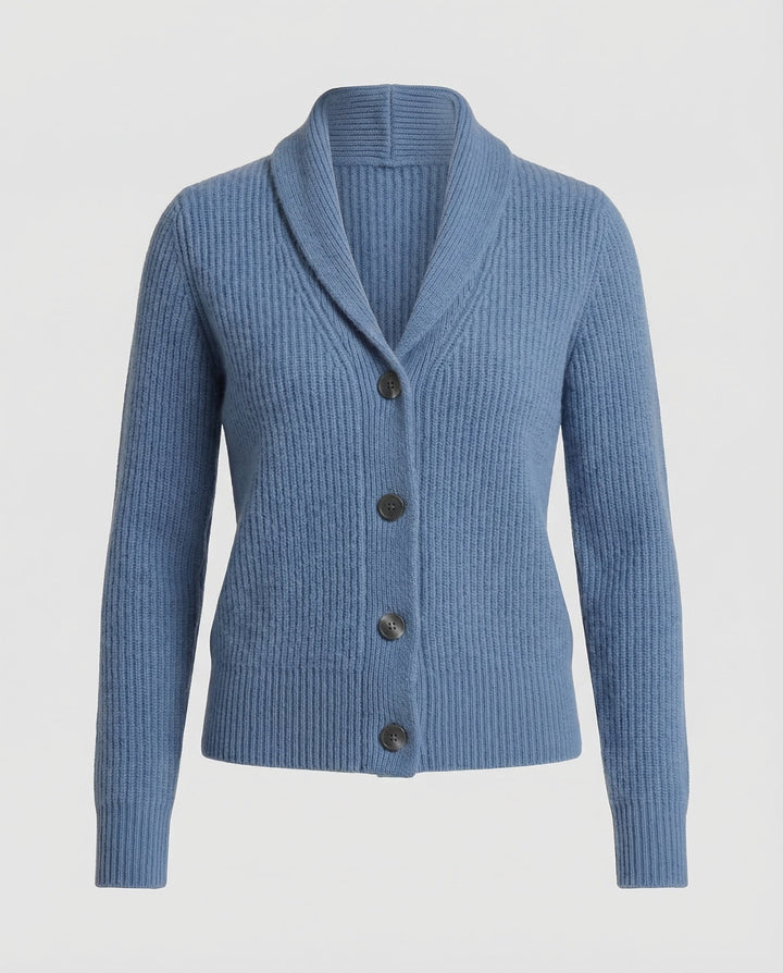 Women's Lapel Collar Knit Cardigan – Button Front Long Sleeve Cardigan