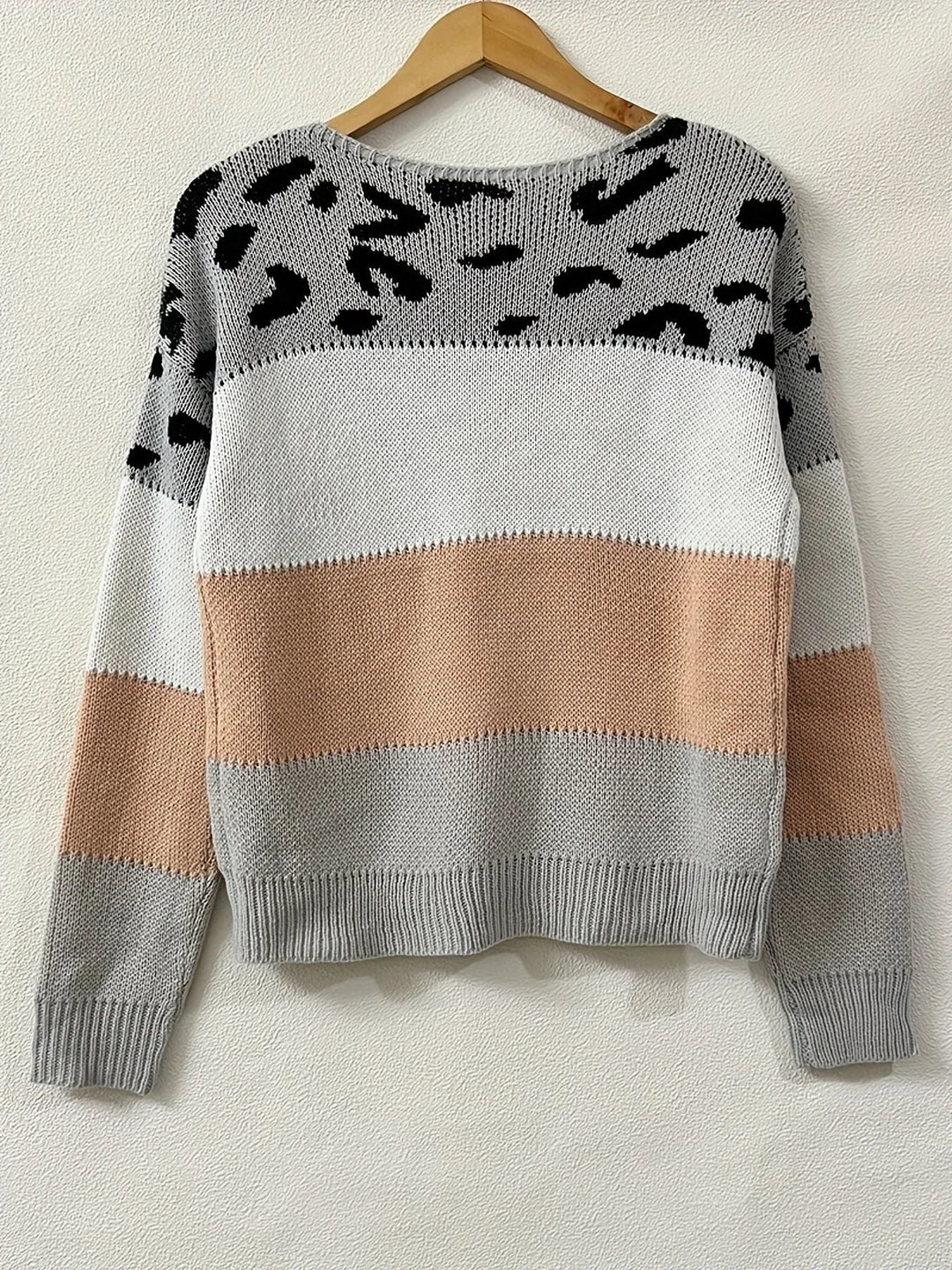 Saffron | Leopard Print Sweater with Crew Neck for Women