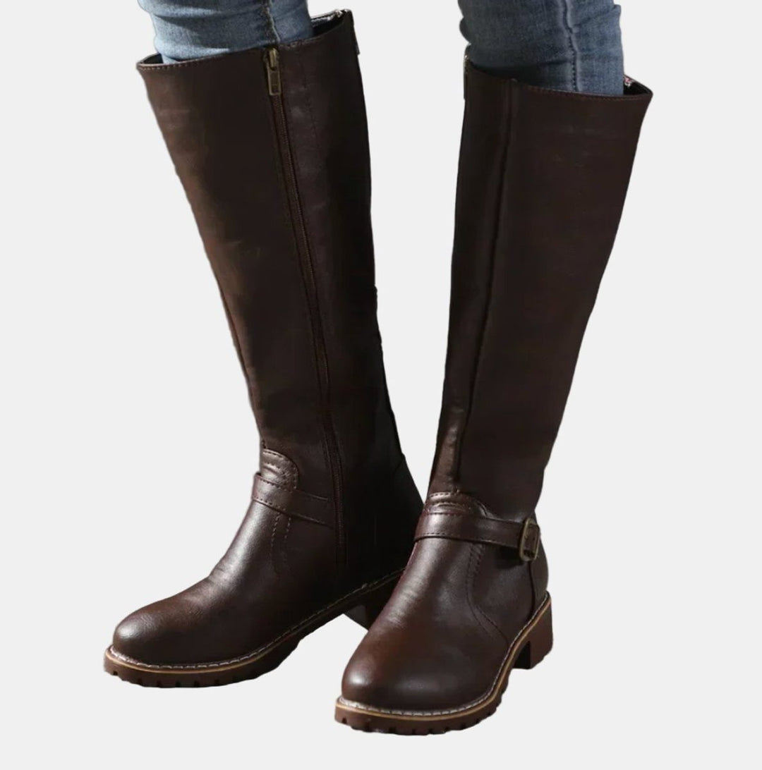 Seraphina | Knee High Riding Boots with Buckle Strap for Women