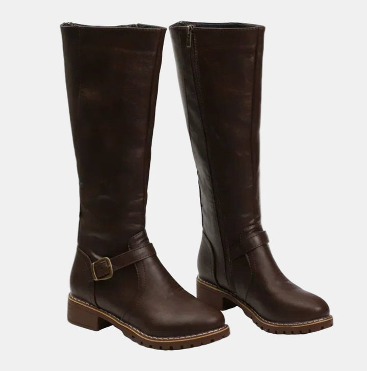 Seraphina | Knee High Riding Boots with Buckle Strap for Women