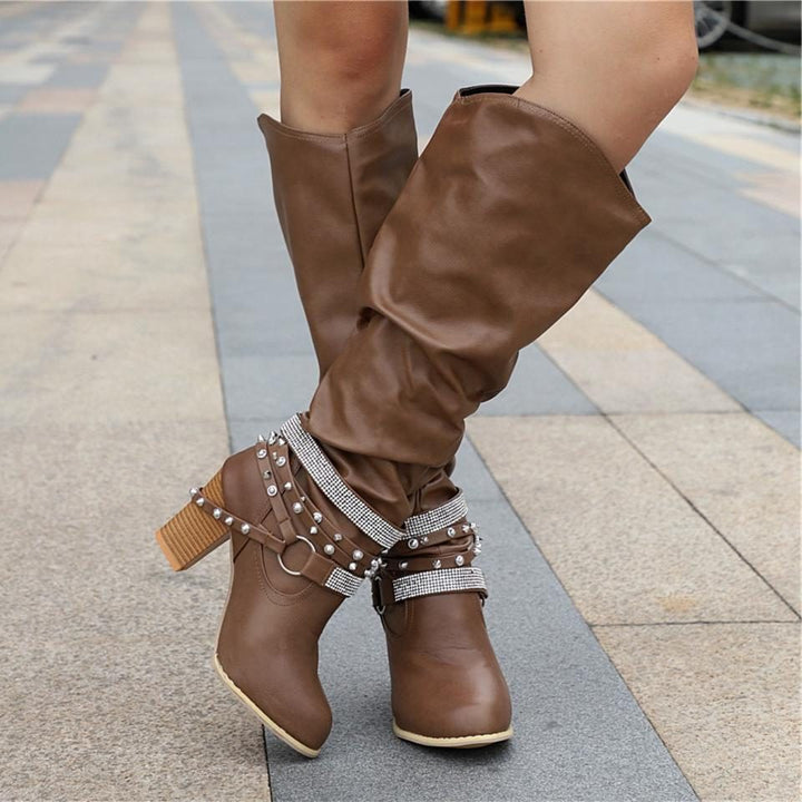 Seraphine | Slouchy Knee-High Block Heel Boots for Women