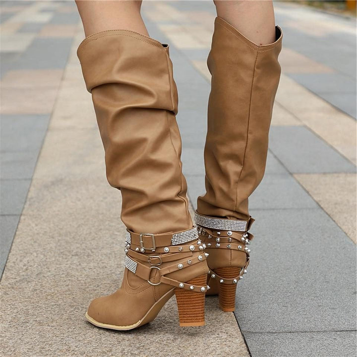 Seraphine | Slouchy Knee-High Block Heel Boots for Women