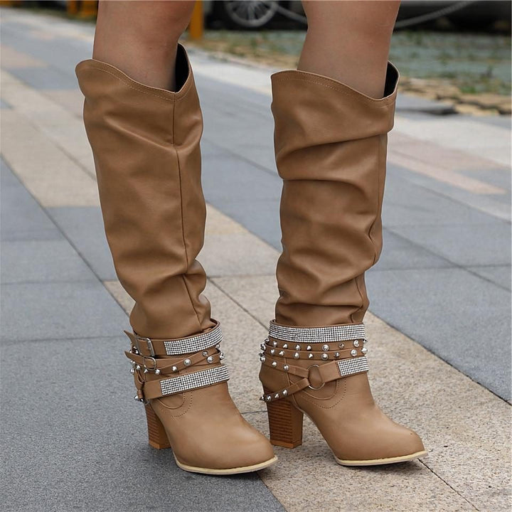 Seraphine | Slouchy Knee-High Block Heel Boots for Women