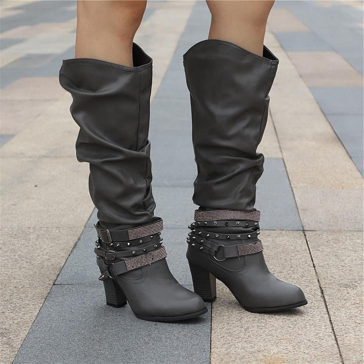 Seraphine | Slouchy Knee-High Block Heel Boots for Women