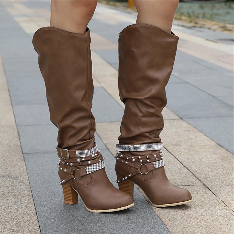 Seraphine | Slouchy Knee-High Block Heel Boots for Women