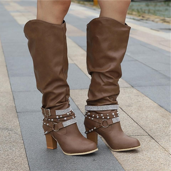 Seraphine | Slouchy Knee-High Block Heel Boots for Women