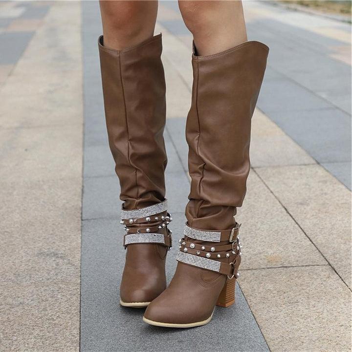 Seraphine | Slouchy Knee-High Block Heel Boots for Women