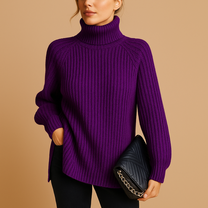 Women's Turtleneck Sweater Ribbed Knit Long Sleeve Oversized Winter Pullover