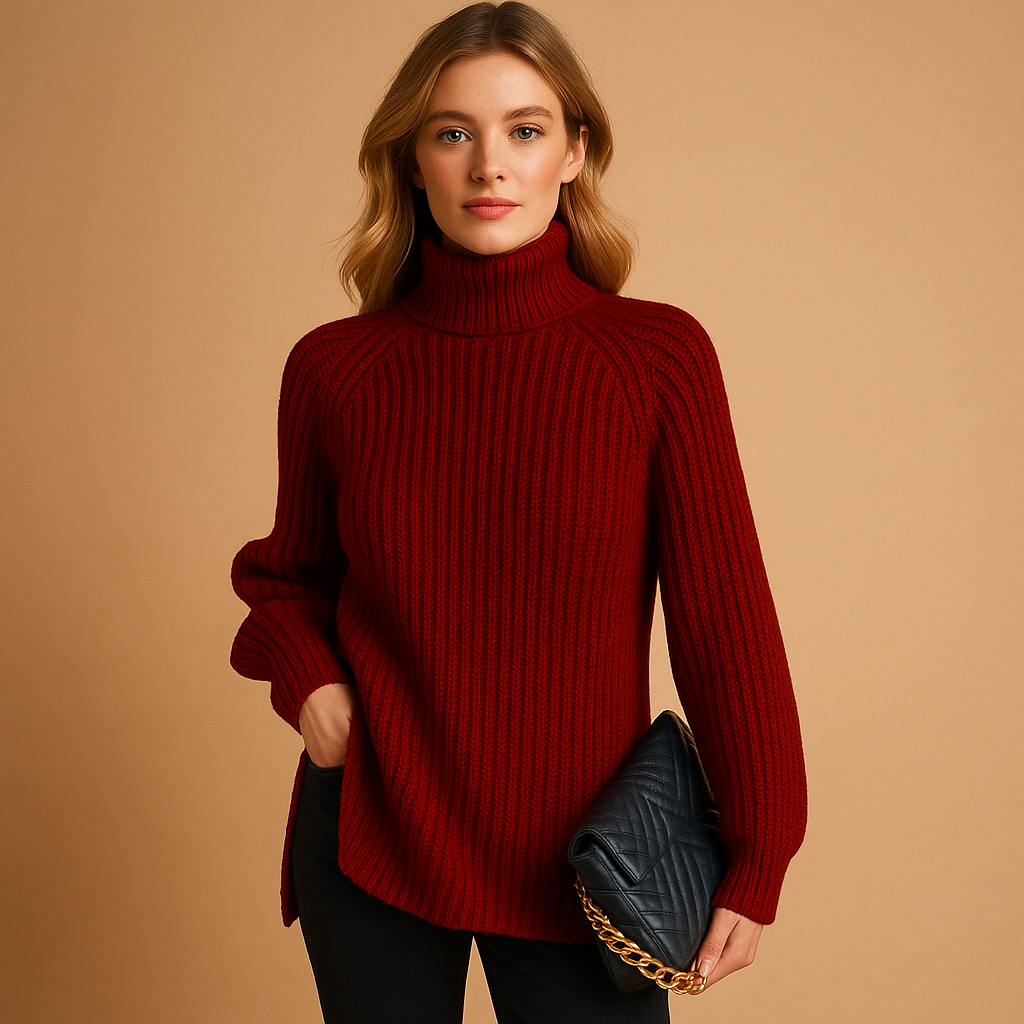 Women's Turtleneck Sweater Ribbed Knit Long Sleeve Oversized Winter Pullover