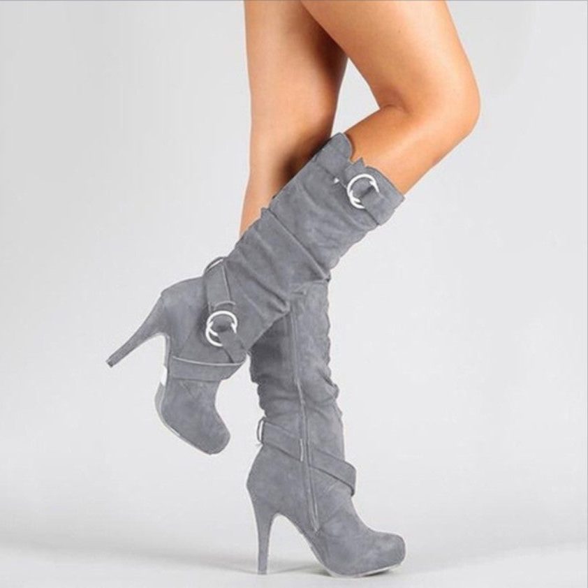 Sophie | Stiletto Knee High Boots with Ring Buckle Straps for Women