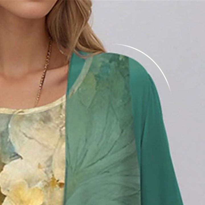 Anja | Floral Midi Dress Set with Cardigan for Women
