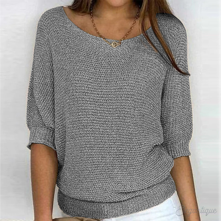 Women's Relaxed Lightweight Sweater – Classic Crew Neck Knit Pullover