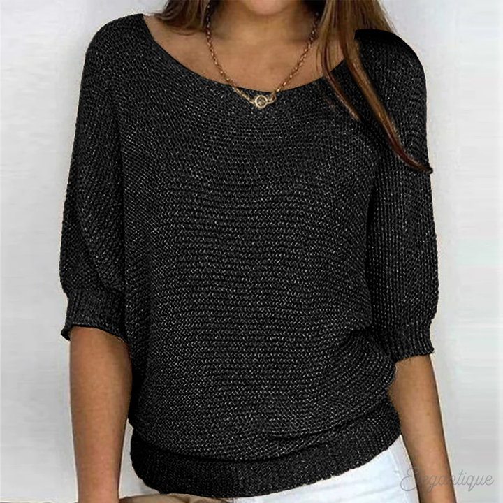Women's Relaxed Lightweight Sweater – Classic Crew Neck Knit Pullover