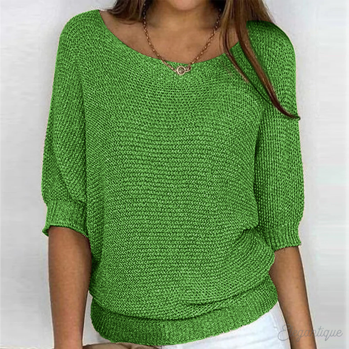 Women's Relaxed Lightweight Sweater – Classic Crew Neck Knit Pullover