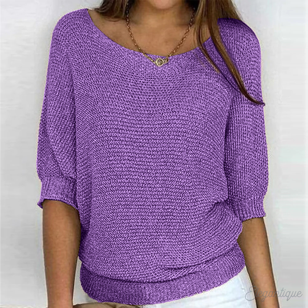 Women's Relaxed Lightweight Sweater – Classic Crew Neck Knit Pullover