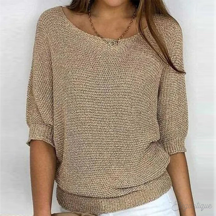 Women's Relaxed Lightweight Sweater – Classic Crew Neck Knit Pullover