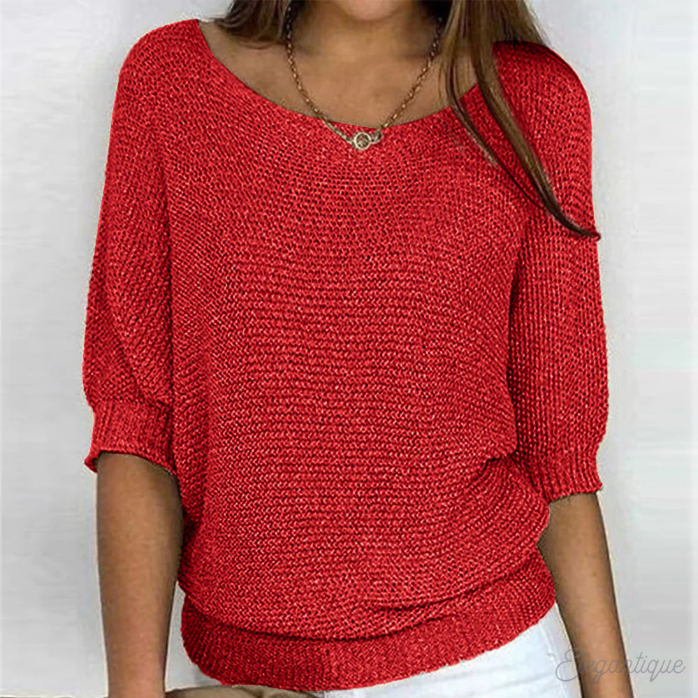 Women's Relaxed Lightweight Sweater – Classic Crew Neck Knit Pullover