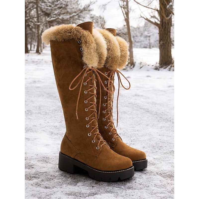 Ulrike | Lace-Up Knee-High Platform Winter Boots for Women
