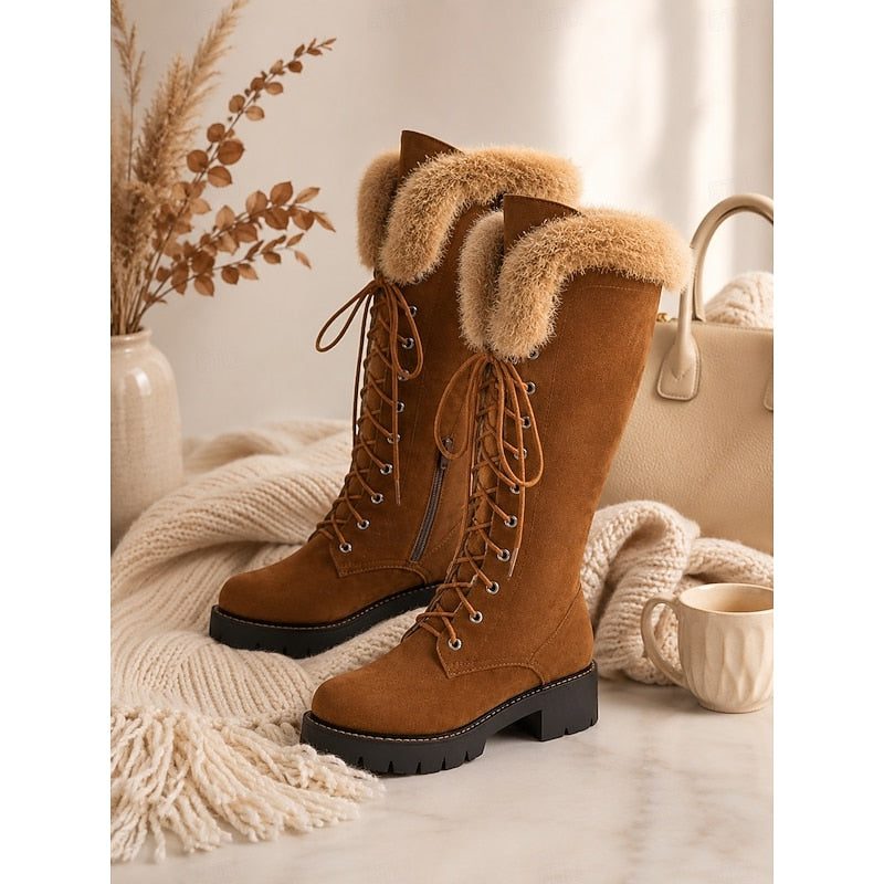 Ulrike | Lace-Up Knee-High Platform Winter Boots for Women