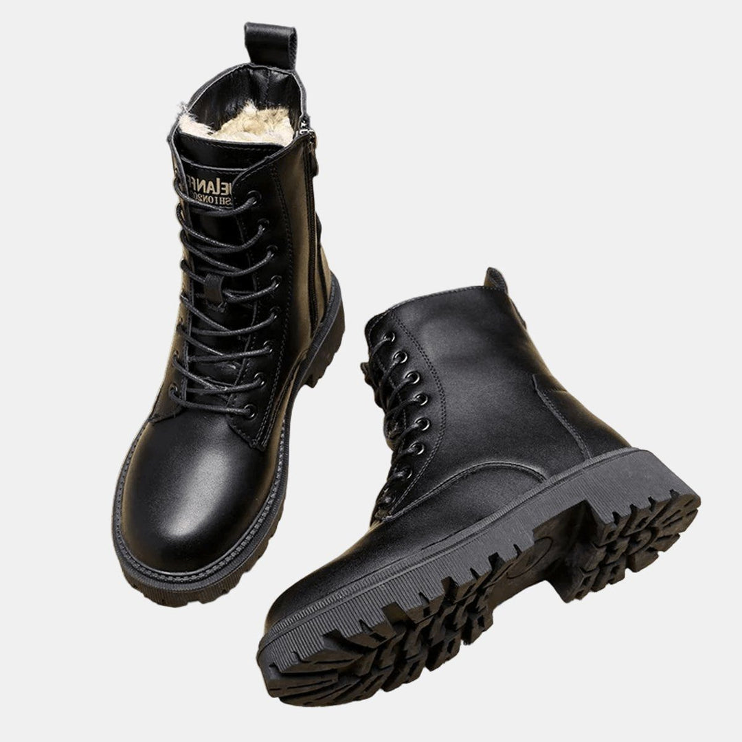 Undine | Fleece-Lined Combat Ankle Boots with Lace-Up for Women