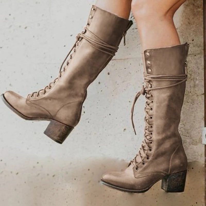 Ursula | Block Heel Combat Boots with Lace-Up for Women