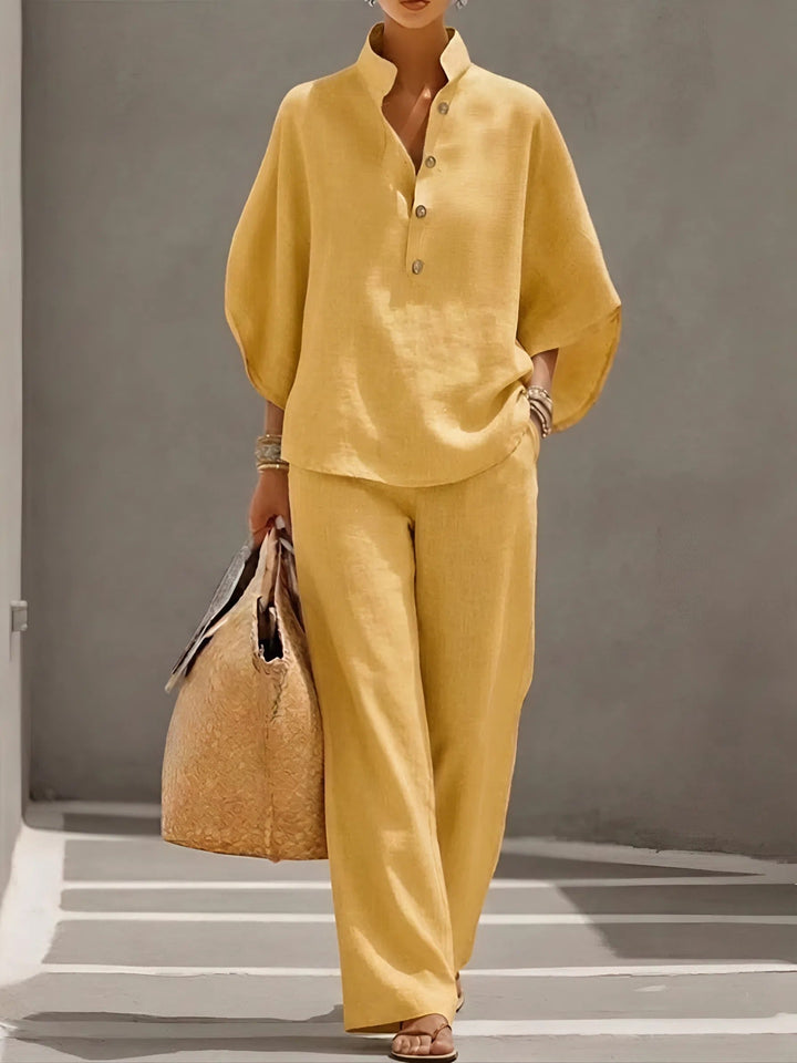 Valentina | Wide Leg Button-Up Set for Women