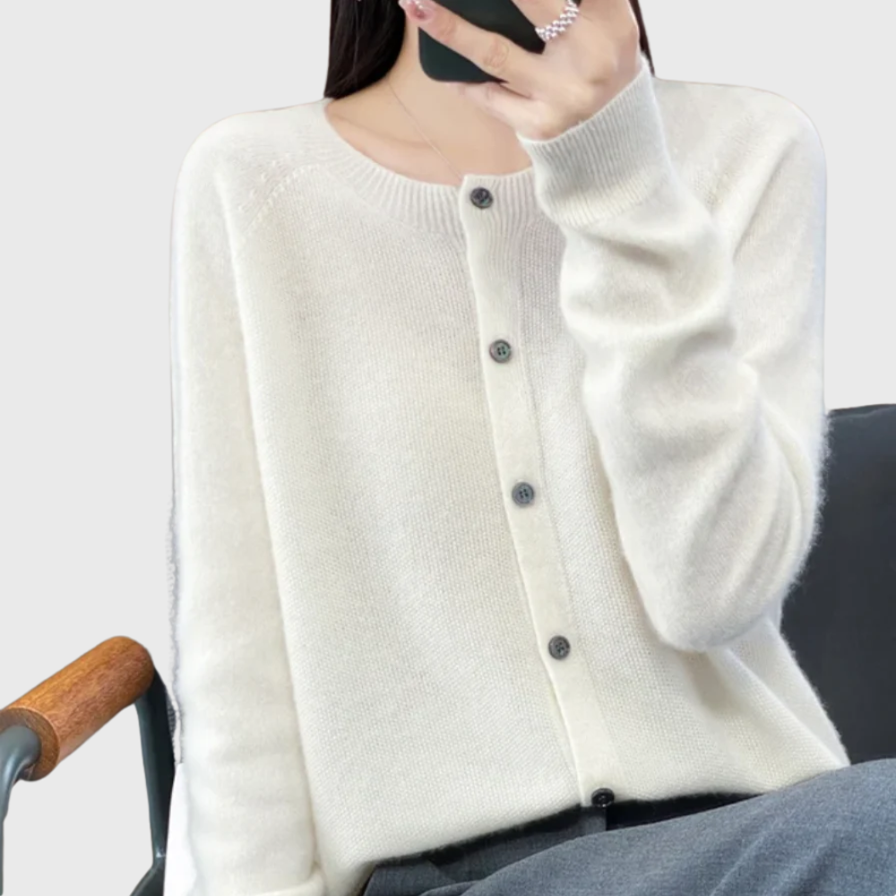 Women's Button-Front Cardigan Crew Neck Long Sleeve Knit Casual Sweater
